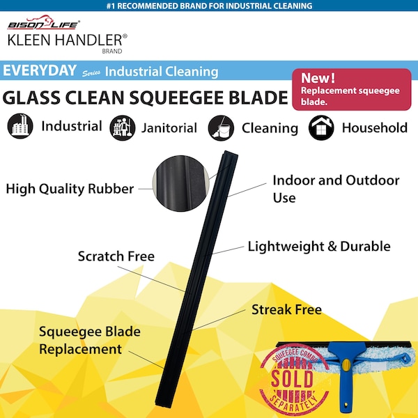 Kleen Handler Pack of 10 Professional 14 in. Squeegee Replacement Blades for Window Cleaning Tools, 10PK - KHES-GCSB-14IN-10