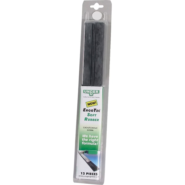Unger Blister Pack, Soft Rubber, 16"L, Black, PK 12 - UNGRT400