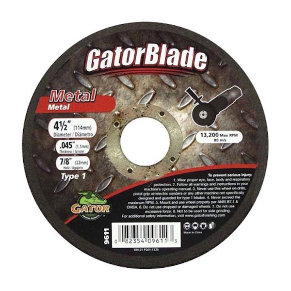 Disco de corte de metal Gator Grit 9611 de 45 x 05 x 088 pulgadas - 2463768