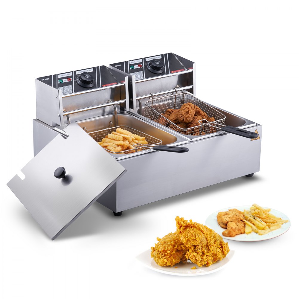 VEVOR Commercial Electric Deep Fryer Countertop Deep Fryer Dual Detachable Tanks - SG24L5000W12LIEZIV1