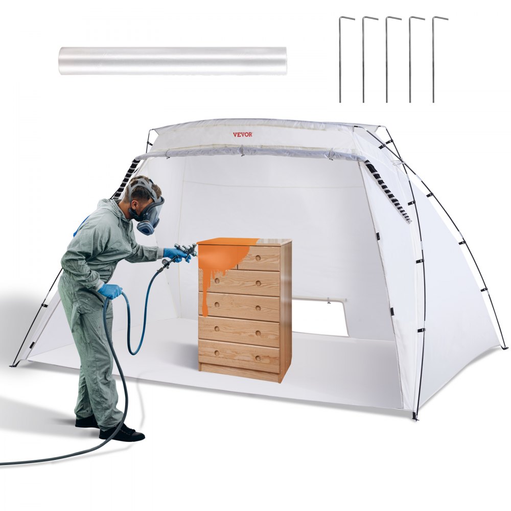 VEVOR Portable Paint Booth, Larger Spray Paint Tent with Built-in Floor & Mesh Screen, Painting Tent Station for Furniture DIY Hobby Tool, 10x7x6ft Spray Paint Shelter - BXSP1208472IN2YDOV0