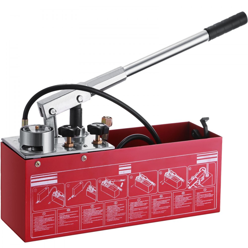 VEVOR Hydraulic Pressure Test Pump 50 Bar Hand Pressure Test Pump 726 PSI 3.2 Gallon Tank 45ML 1/2" BSP Hydrostatic Test Pump for Pipeline Pressure Container Irrigation Firemen (Test Pump 50 Bar) - 50KGSDSYB00000001V0