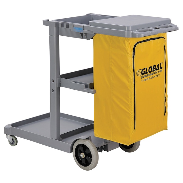 Global Industrial Janitor Cart Gray with 25 Gallon Vinyl Bag - 603590
