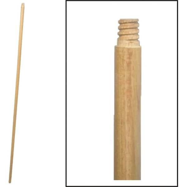 Birdwell Broom Handle, 1516 in Dia, 48 in L, Threaded, Hardwood - 532-12
