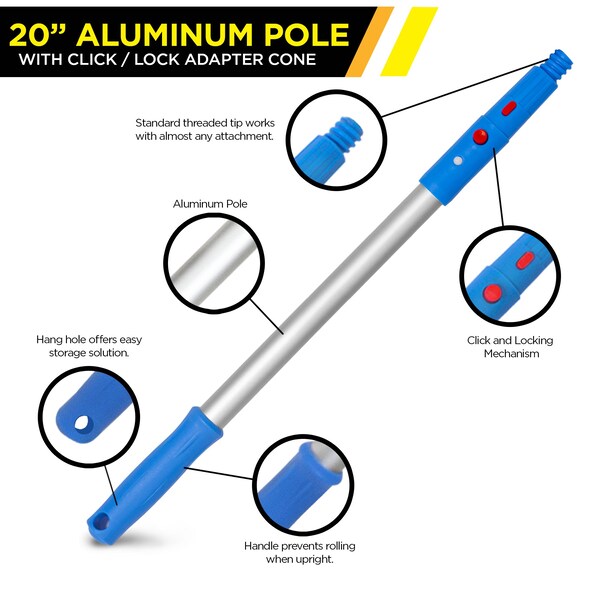 Gritt Commercial 20 Aluminum Pole with Click / Lock Adapter Cone - GRI107-2PK-ZORO