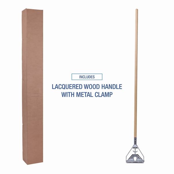 Unisan Mop Handle Metal Head, 54", 1.13" Dia, Natural, Wood - 605