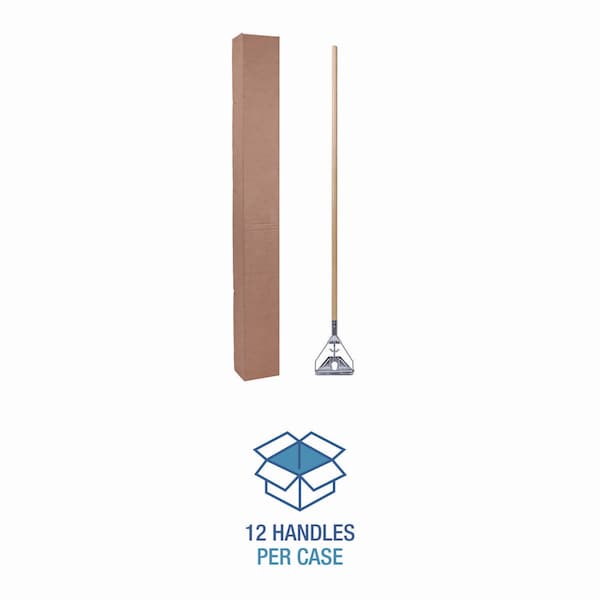 Unisan Mop Handle Metal Head, 54", 1.13" Dia, Natural, Wood - 605
