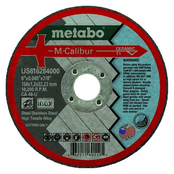 Rueda de corte Metabo, cerámica, 6" de diámetro, Tipo 1 - US616284000