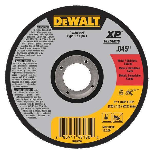 Rueda de corte Dewalt 5" x .045" x 7/8" T1 XP CER - DWA8952F.
