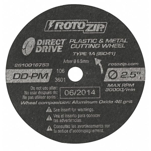 Disco de corte abrasivo Rotozip, 2-1/2 pulgadas de diámetro, 0.750 pulgadas de espesor, paquete de 5 - DD-PM5