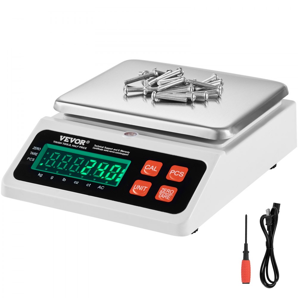 VEVOR Industrial Counting Scale, 10 kg x 0.1 g, Digital Scale for Parts and Coins, g/kg/lb/oz/ct Units, Electronic Gram Scale Inventory Counting Scale Kitchen Jewelry Counting Scale with LED Screen - JSC01G10KGDF6WYWRV1