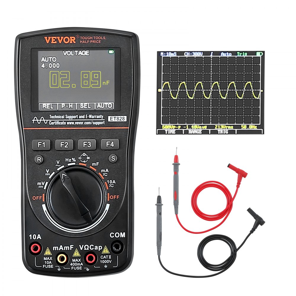 VEVOR 2-in-1 Handheld Digital Oscilloscope, 2.5MS/S Sampling Rate, 1MHZ Bandwidth Portable Oscilloscope Multimeter with 2.4in LCD and Storage Bag, for Automotive Repair Electronic Circuit Testing - SBQBXS200000YRAY6V1