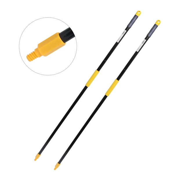 Kleen Handler 61in Extendable Broom/Mop Handle, Threaded Ends for Standard Heads, 2PK - KHHD-EXH-IRN-BK-1-2-OMP