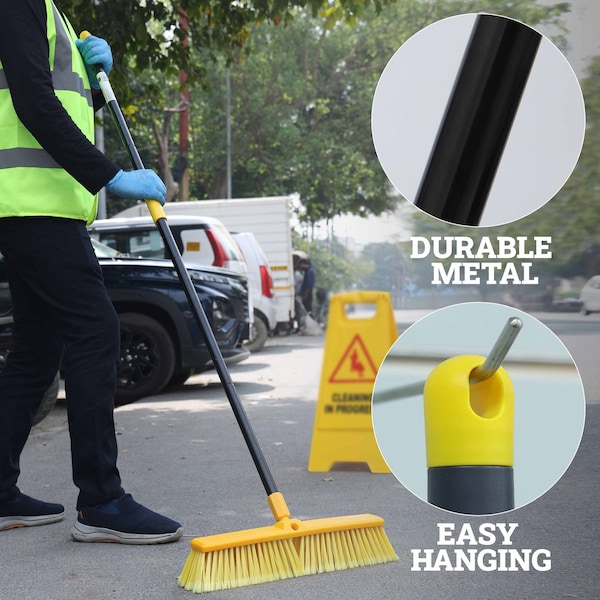 Kleen Handler 61in Extendable Broom/Mop Handle, Threaded Ends for Standard Heads, 2PK - KHHD-EXH-IRN-BK-1-2-OMP