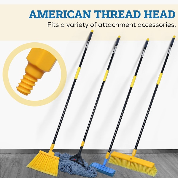 Kleen Handler 61in Extendable Broom/Mop Handle, Threaded Ends for Standard Heads, 2PK - KHHD-EXH-IRN-BK-1-2-OMP