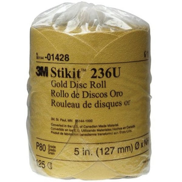 3M Rollos de Discos Stikit Gold, 01428, 5 pulgadas, P80A, 125 piezas - 7010309259