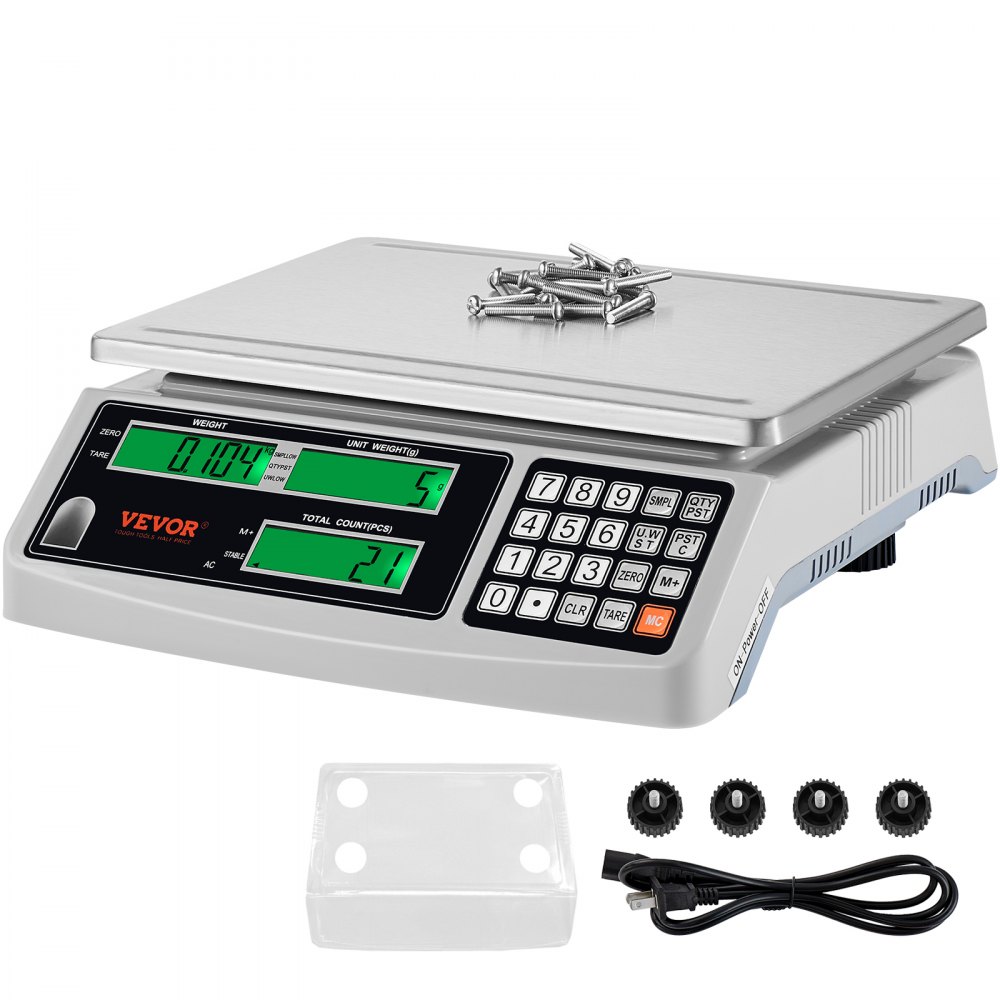 VEVOR Industrial Counting Scale, 30 kg x 1 g, Digital Scale for Parts and Coins, g/kg/lb Units, Electronic Gram Scale Inventory Piece Counting Scale Kitchen Jewelry Counting Scale with 3 LCD Screens - JSC05G30KGDF7862XV1