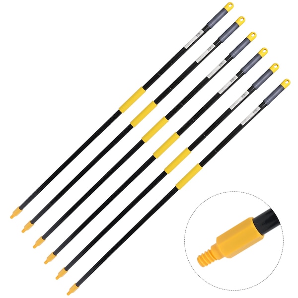 Kleen Handler 61in Extendable Broom/Mop Handle, Threaded Ends for Standard Heads, 6PK - KHHD-EXH-IRN-BK-1-6-OMP