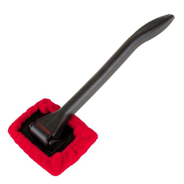 Stalwart Stalwart 75-CAR1031 Windshield Cleaner with Microfiber Cloth; Handle & Pivoting Head Tool; Red - 75-CAR1031