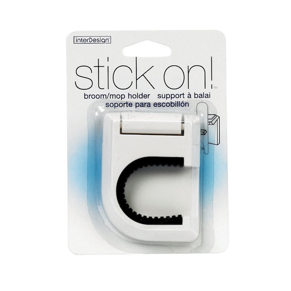 Interdesign iDesign Stick On 3-1/2 in. H X 2-1/2 in. W White Broom/Mop Holder - 11801