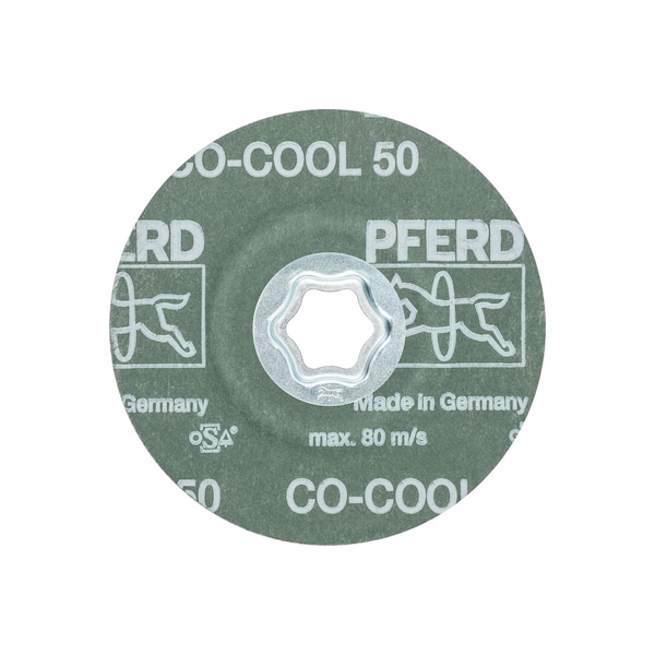 Disco de fibra Pferd COMBICLICK® de 4-1/2" de diámetro - Óxido de cerámica CO-COOL, grano 50 - 40727