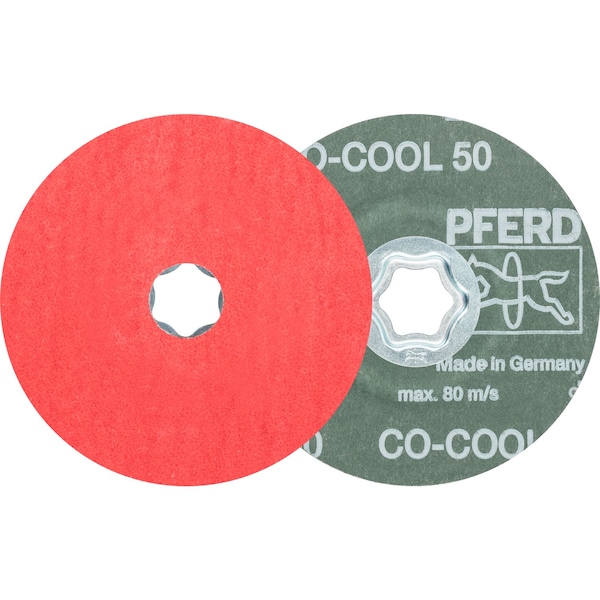 Disco de fibra Pferd COMBICLICK® de 4-1/2" de diámetro - Óxido de cerámica CO-COOL, grano 50 - 40727