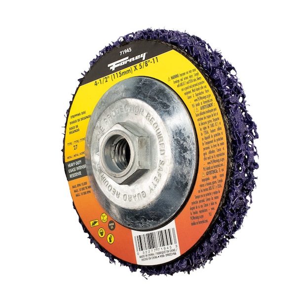 Disco de decapado y acabado Forney, resistente, 4-1/2 in x 5/8 in-11 Tipo 27 - 71945.