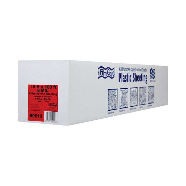 Film-Gard Film-Gard Plastic Sheeting 6 mil X 10 ft. W X 100 ft. L Polyethylene Black 1 pk - 626031