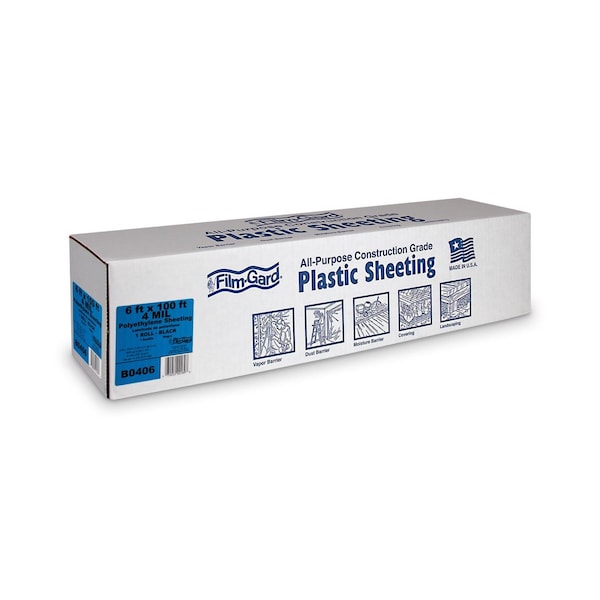 Film-Gard Film-Gard Plastic Sheeting 4 mil X 6 ft. W X 100 ft. L Polyethylene Black 1 pk - 625897