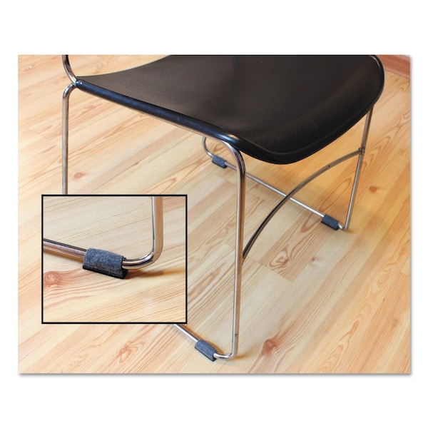 Master Caster Wrap Around Felt Floor Savers, Rect, 7.25w x 1d x 8h, Gray/Black, PK16 - 88458