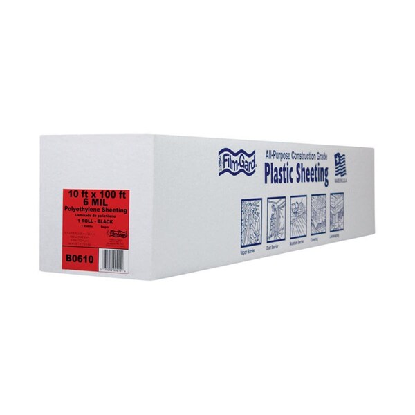 Berry Plastics 626031 10 x 100 ft. 6 Mil Polyethylene Film Black - BE11909