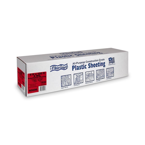 Film-Gard Film-Gard Plastic Sheeting 6 mil X 6 ft. W X 100 ft. L Polyethylene Black 1 pk - 626013