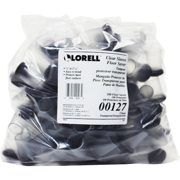 Lorell Clear Sleeve Floor Protectors, Clear, Transparent, 7/8", PK100 - 00127