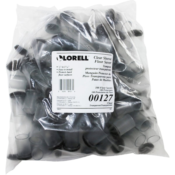 Lorell Clear Sleeve Floor Protectors, Clear, Transparent, 7/8", PK100 - 00127