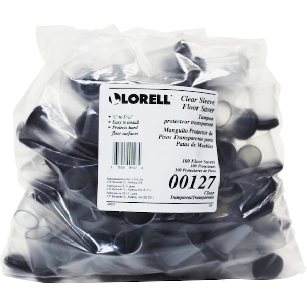 Lorell Clear Sleeve Floor Protectors, Clear, Transparent, 7/8", PK100 - 00127