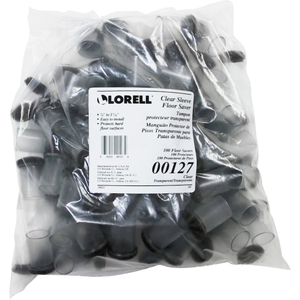 Lorell Clear Sleeve Floor Protectors, Clear, Transparent, 7/8", PK100 - 00127