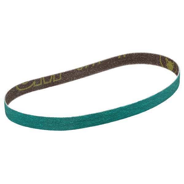 Cinturón de lijado 3M, Cubierto, 1/2 pulg. de ancho, 18 pulg. de largo, 60 granos, No Aplicable, Alúmina de Circonia, 577F, Verde - 7100069158