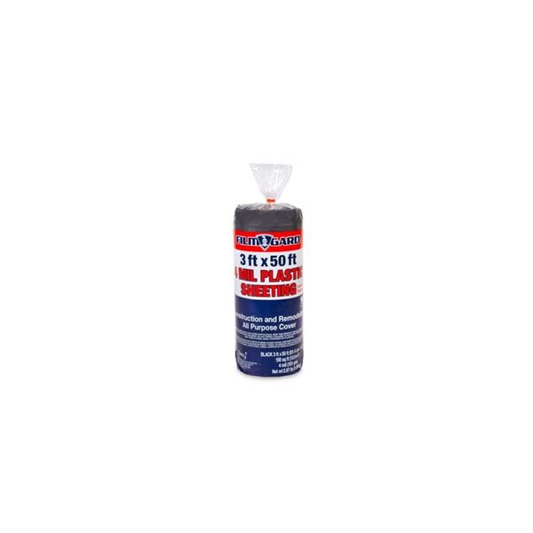 Film-Gard Film-Gard Plastic Sheeting 4 mil X 3 ft. W X 50 ft. L Polyethylene Black 1 pk - 626154
