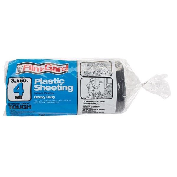 Film-Gard Film-Gard Plastic Sheeting 4 mil X 3 ft. W X 50 ft. L Polyethylene Black 1 pk - 626154