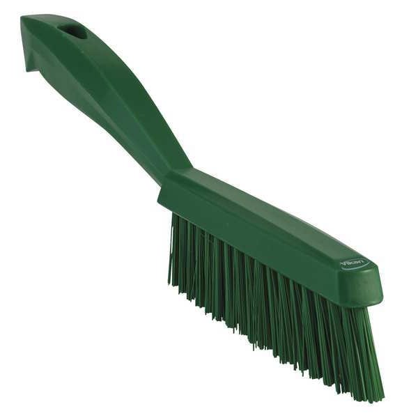 Vikan 13/16 in W Scrub Brush, Stiff, 11 51/64 in L Handle, 5 51/64 in L Brush, Green, Plastic - 41952