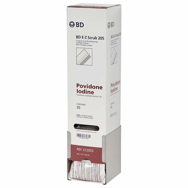 Bd E-Z Scrub E-Z Scrub Brush, 1% Povidone Iodine, 30PK - 372053