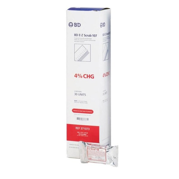 Bd E-Z Scrub Preoperative Surgical Scrub Brush Impregnated with 4% CHG Red, 30PK - 18912