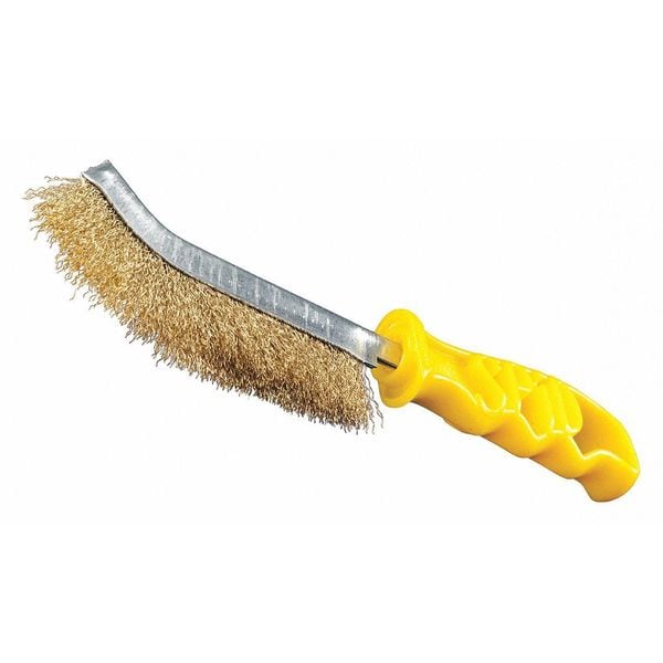 Tanis Brush 9-5/8" SPID Brush, Brass Coated Steel, Shank Handle, Handle Color: Yellow - 71420