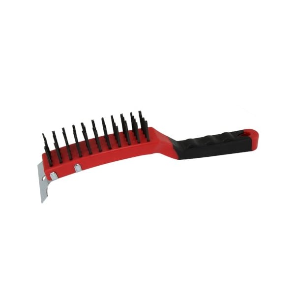 Warner Soft Grip 12" Steel Wire Brush with Scraper, 4x11 Bristle Row - 10485