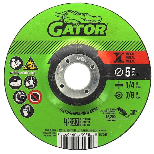 Rueda de corte de metal de óxido de aluminio de 5 pulgadas de diámetro x 7/8 pulgadas - 9759