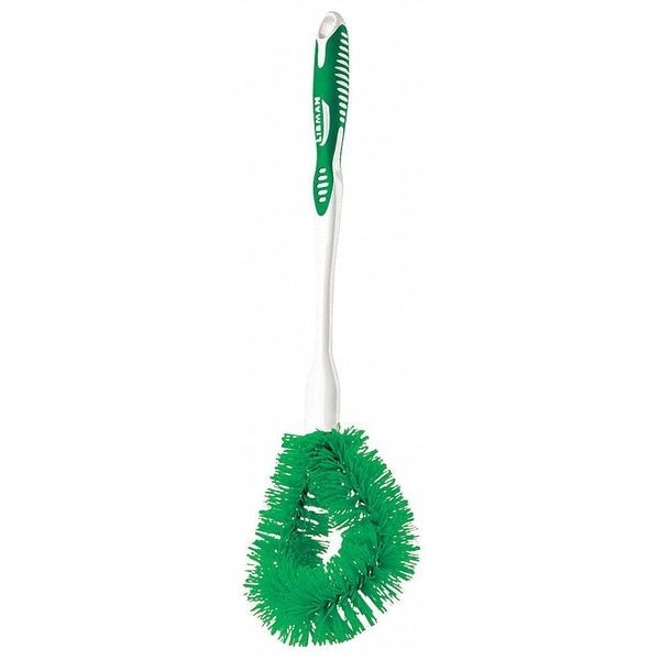 Libman Toilet Brush, 11 in L Handle, 5 1/4 in L Brush, Green/White, Polypropylene, 12 in L Overall - 24
