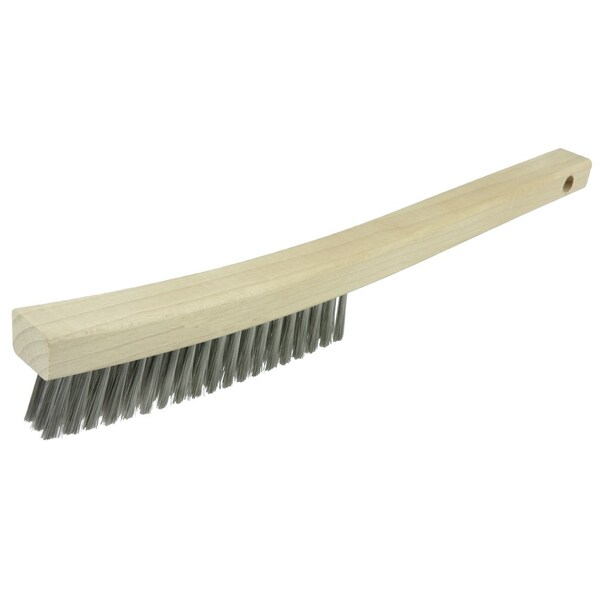 Weiler Plater's Brush, Stainless Steel Fill, 3 x 19 Rows, Curved Handle - 44660