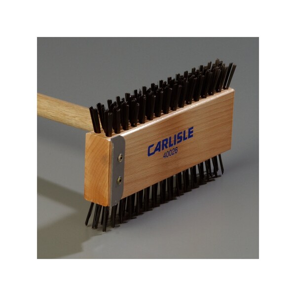 Carlisle Foodservice Broiler w/Carbon Steel Bristle, 30.5 in, Package Quantity 6, 30 in L Handle, 1/2 in L Brush, Wood - 4002600