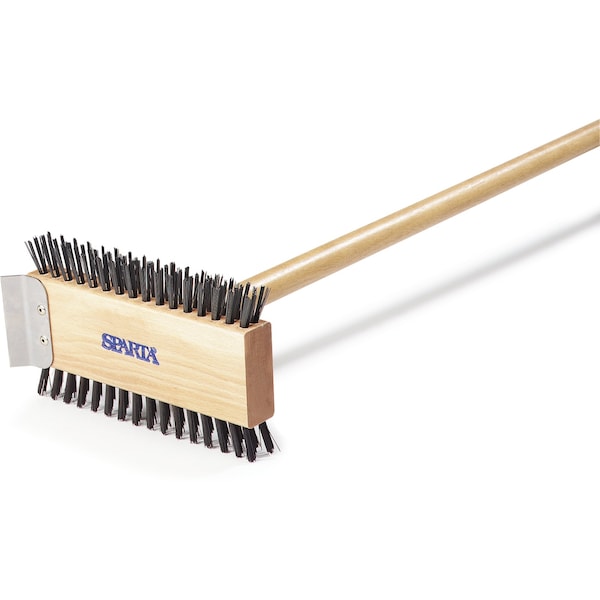 Carlisle Foodservice Broiler w/Carbon Steel Bristle, 30.5 in, Package Quantity 6, 30 in L Handle, 1/2 in L Brush, Wood - 4002600