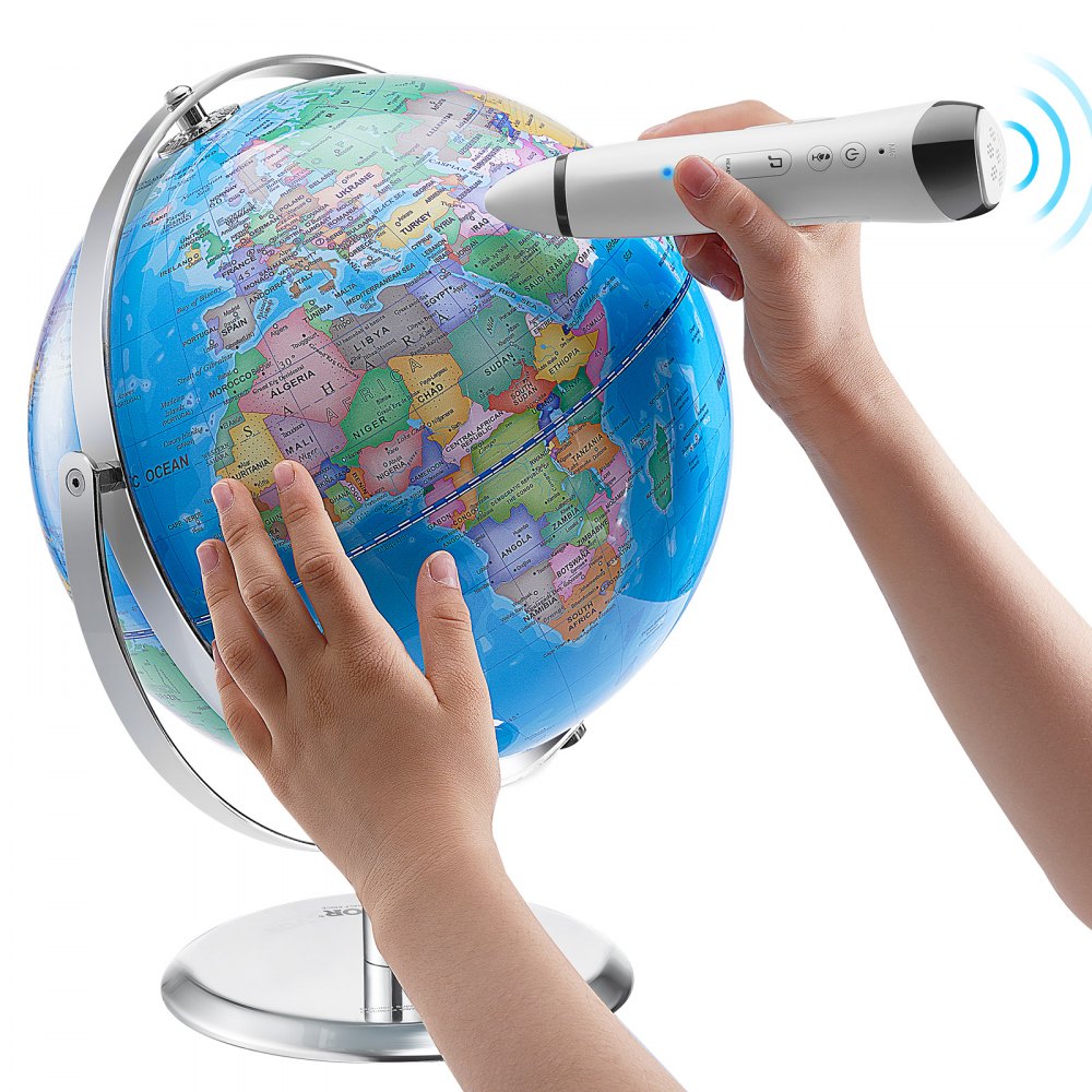VEVOR Talking World Globe, 9 in/228.6 mm, Interactive Globe for Kids Early Learning Teaching, Educational Globe with Smart Talking Pen LED Night Light USB Interface, Gifts for Children Boys & Girls - DQYHDLDD9YC0WI41QV9